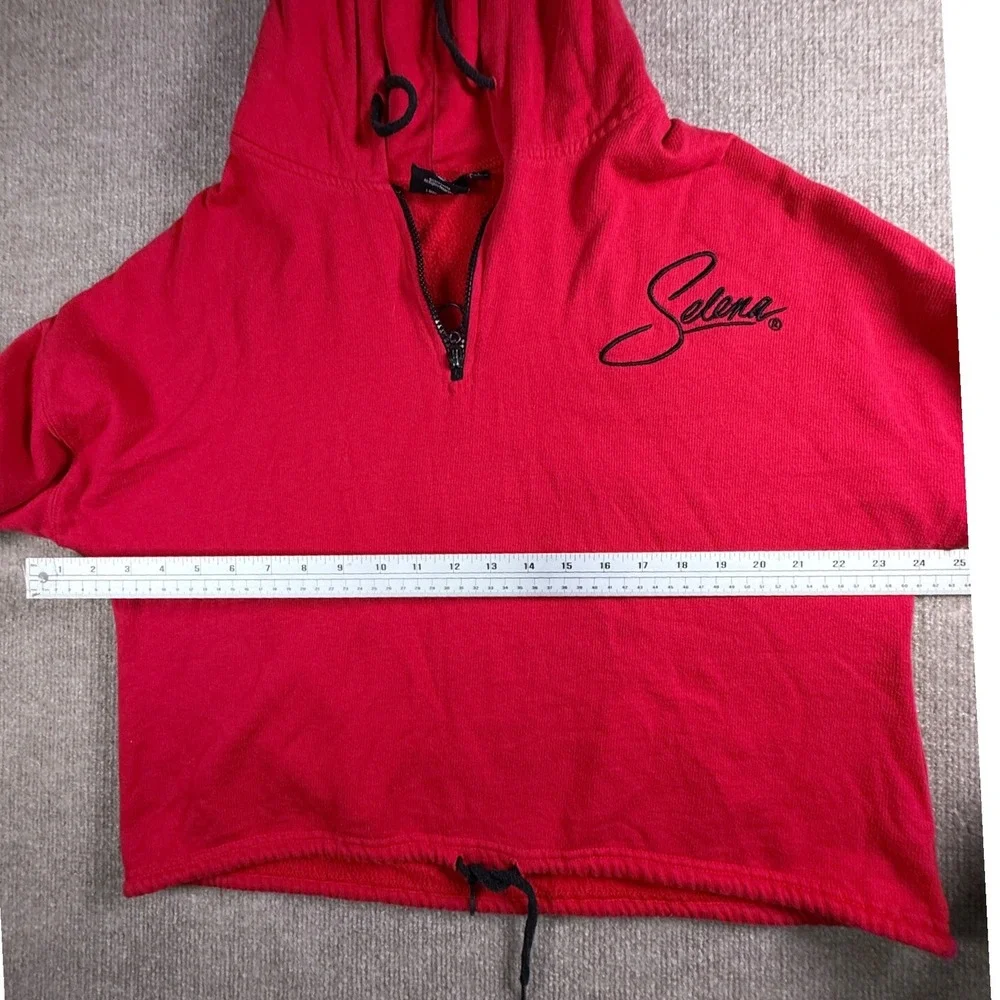 Selena Quintanilla Official Red Quarter Zip‎ Cropped Hoodie Graphic Back Large
